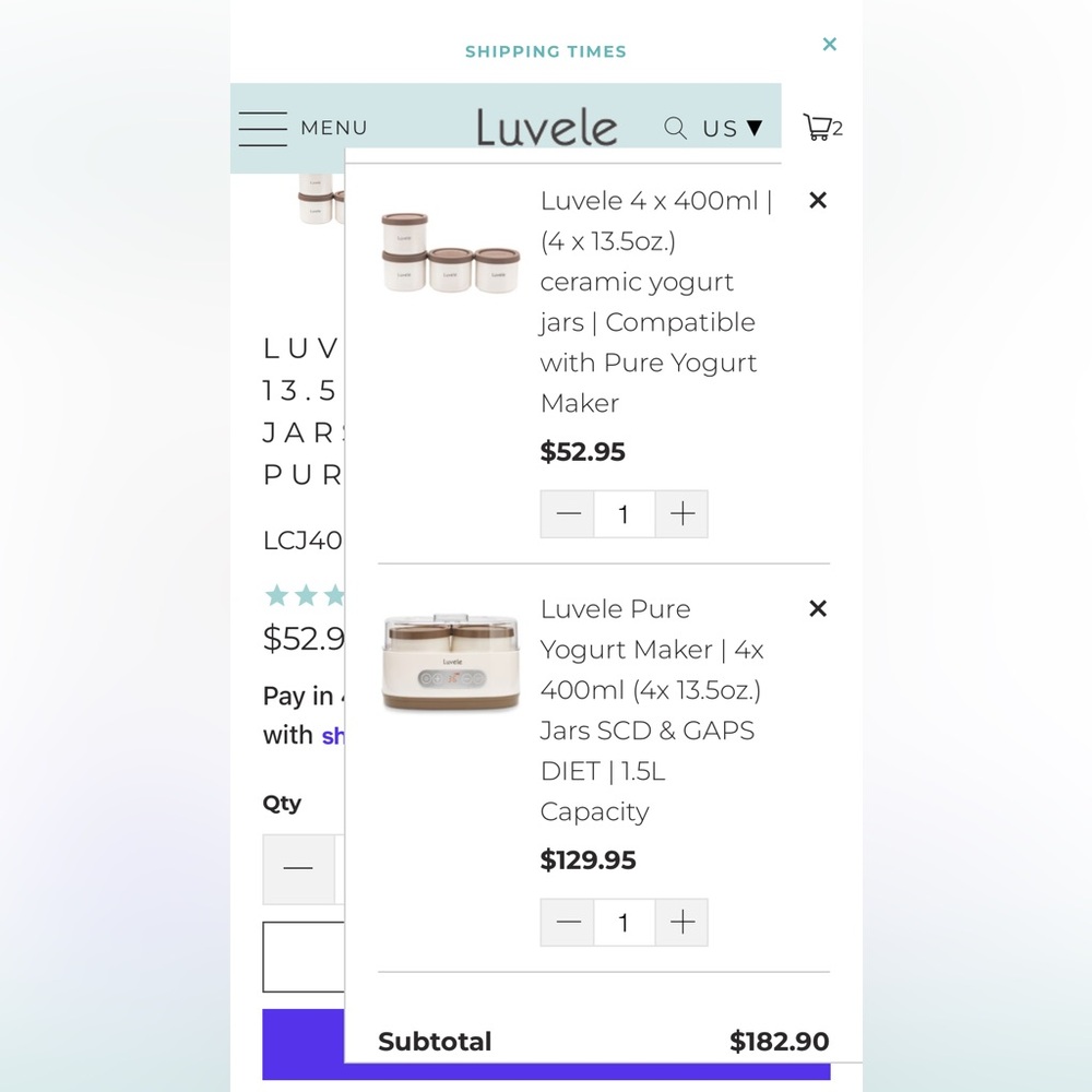Luvele Yogurt Maker & 4 Extra Jars EUC